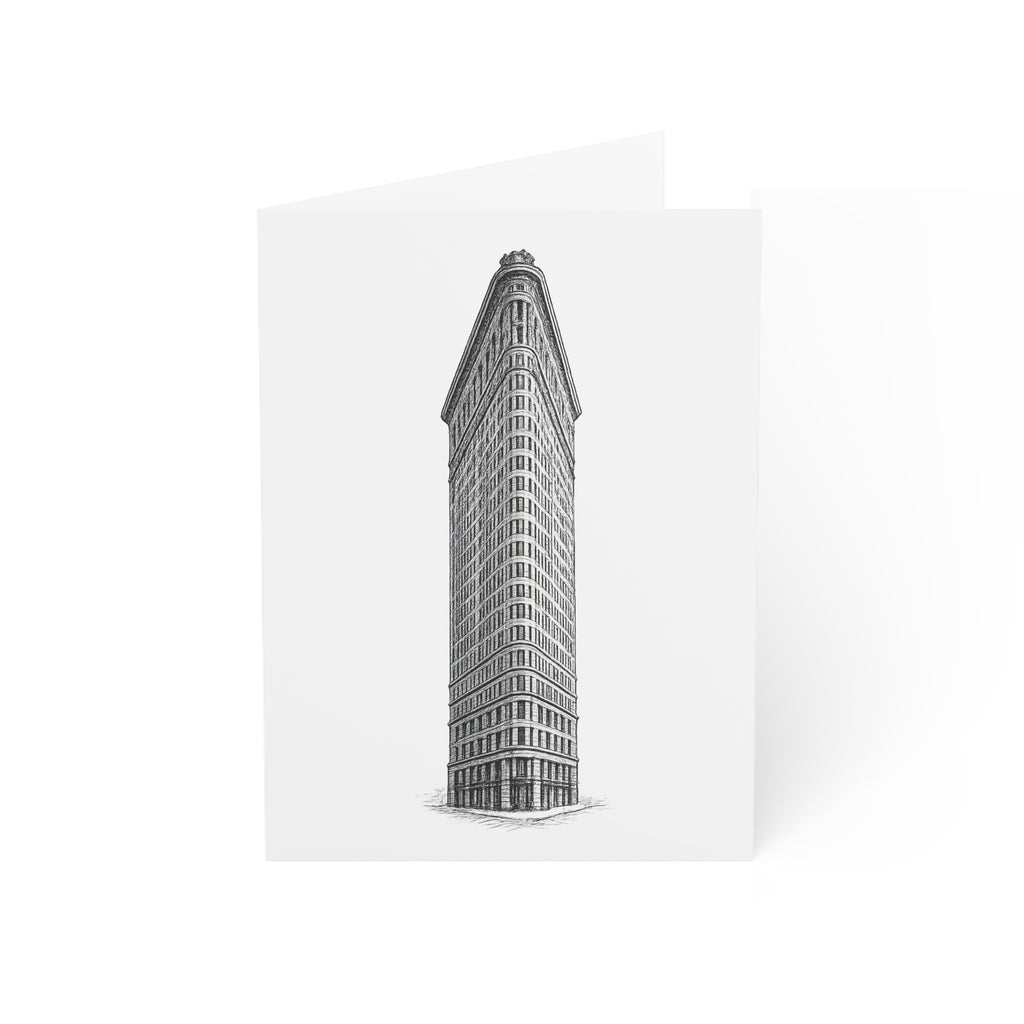 Flatiron Building Greeting Cards — Minimal Architectural Sketch Note Cards with Envelopes