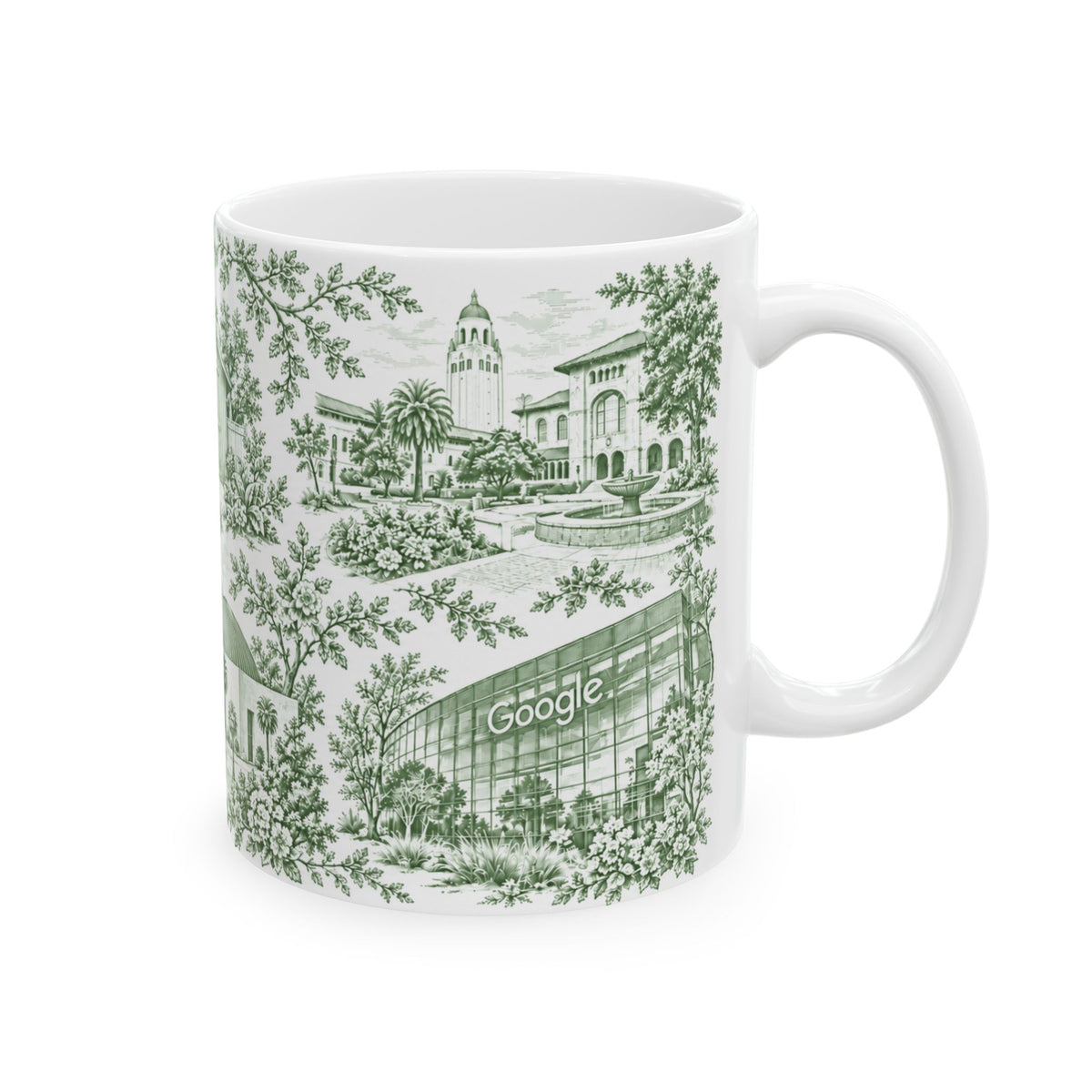 Silicon Valley Green Toile de Jouy 11oz Ceramic Mug