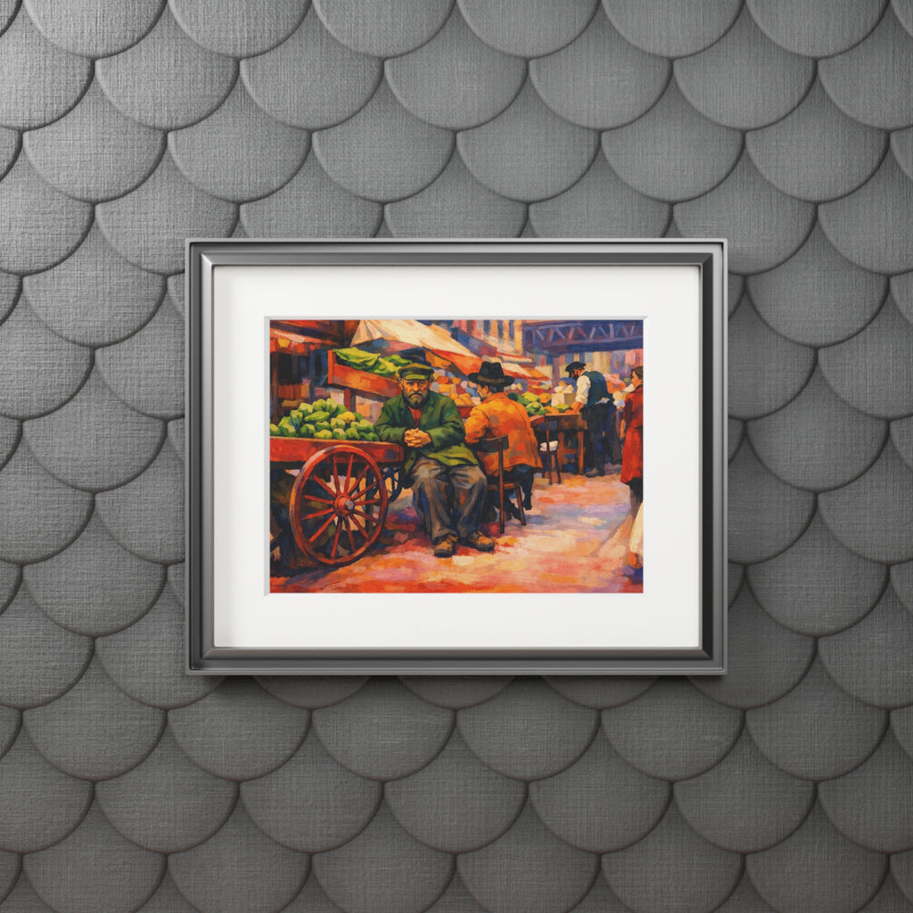 Colorized Historic Lower East Side 3 | Old New York Street Vendor Mat Frame