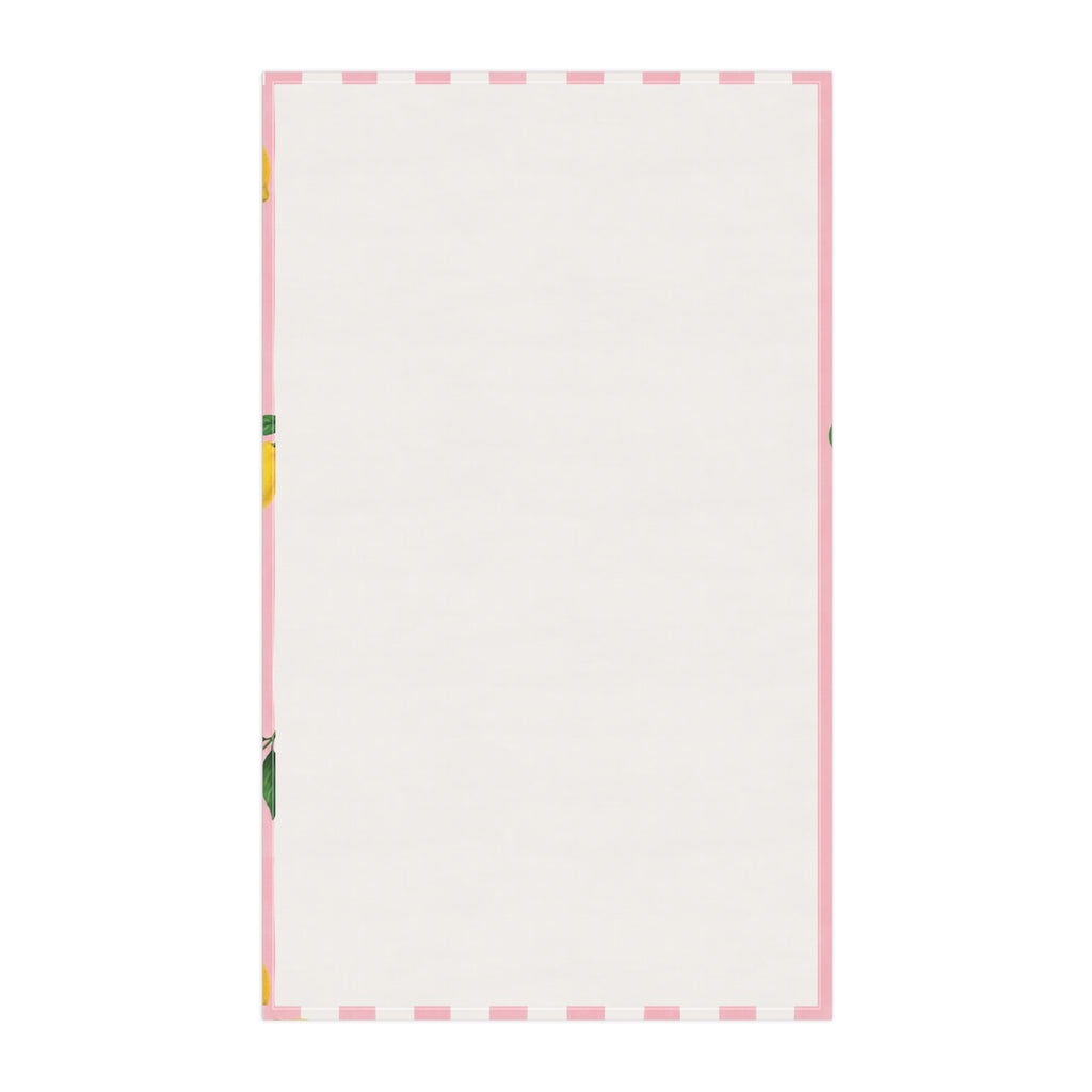 Little Italy Amalfi Pink and White with Lemon Tea Towel — Pink & White Stripes Kitchen Linen