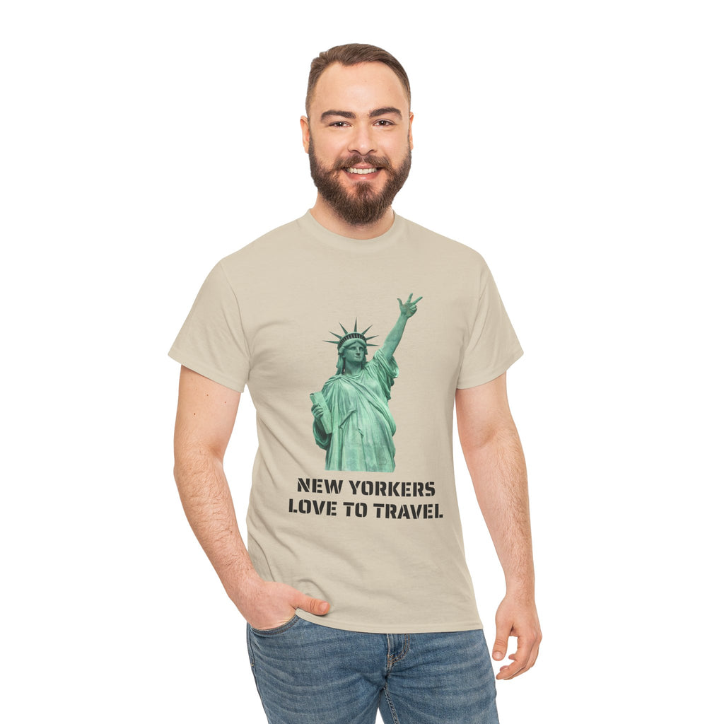 New Yorkers Love To Travel Statue of Liberty Three Points T-Shirt | NYC Jalen Brunson Basketball 3 Point Shot Tee