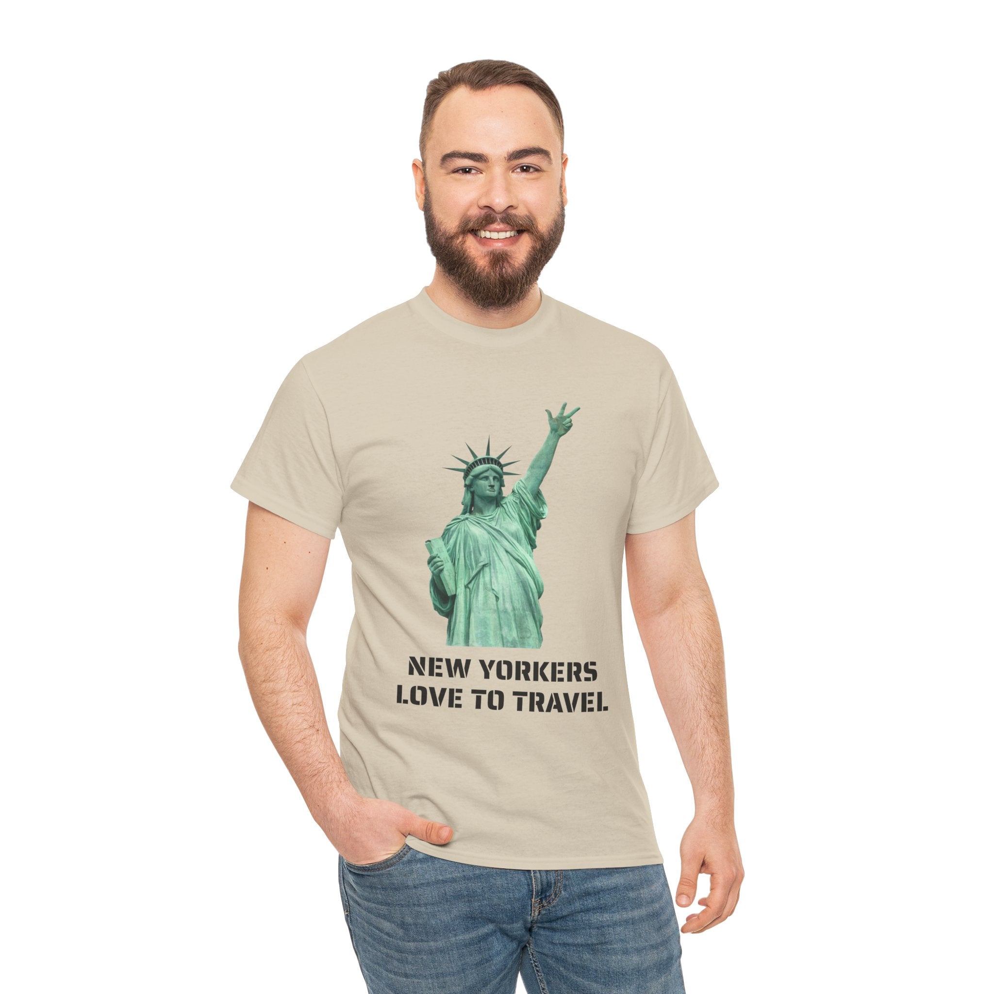 New Yorkers Love To Travel Statue of Liberty Three Points T-Shirt | NYC Jalen Brunson Basketball 3 Point Shot Tee