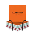 Mahj Queen 6 piece Square Coaster Set -- Orange, Robin's Egg Blue, Maroon Coasters