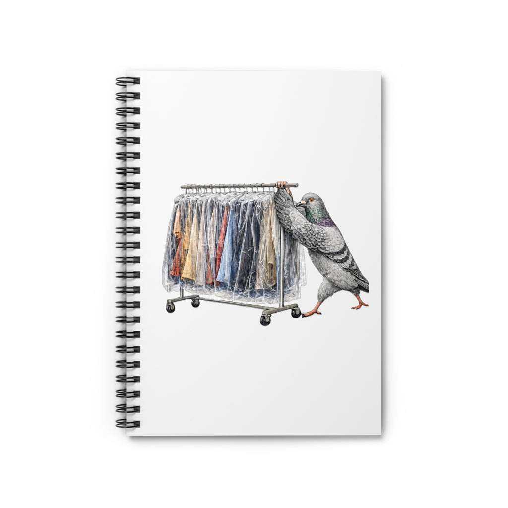 Customizable Garment District NYC Pigeon Spiral Journal | New York Fashion Industry Worker Bird Lovers Notebook
