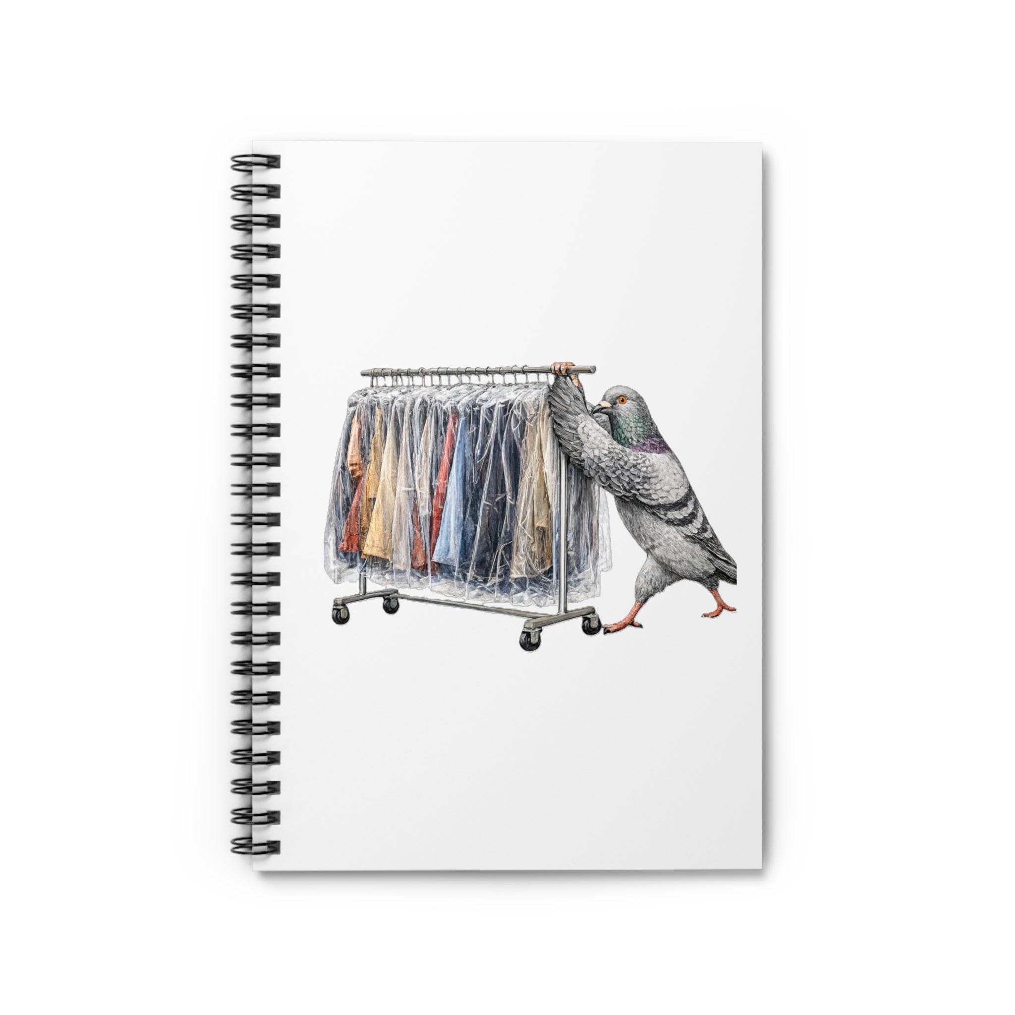 Customizable Garment District NYC Pigeon Spiral Journal | New York Fashion Industry Worker Bird Lovers Notebook