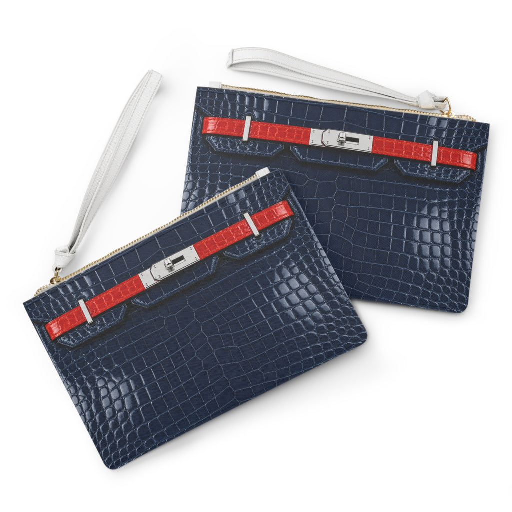 Canal Street Navy Croc Clutch Bag — Elegant Wristlet Purse for Evening & Gifts