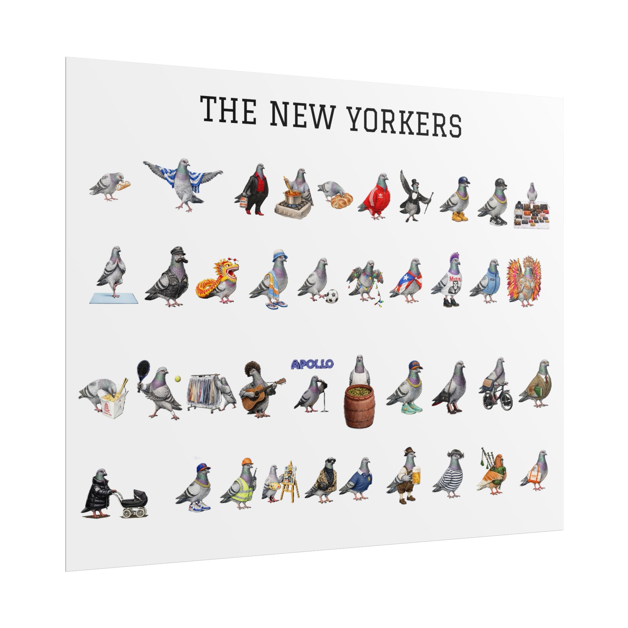 The New Yorkers Neighborhood Pigeons Rolled Poster | NYC Pigeon Gift for Bird Lovers