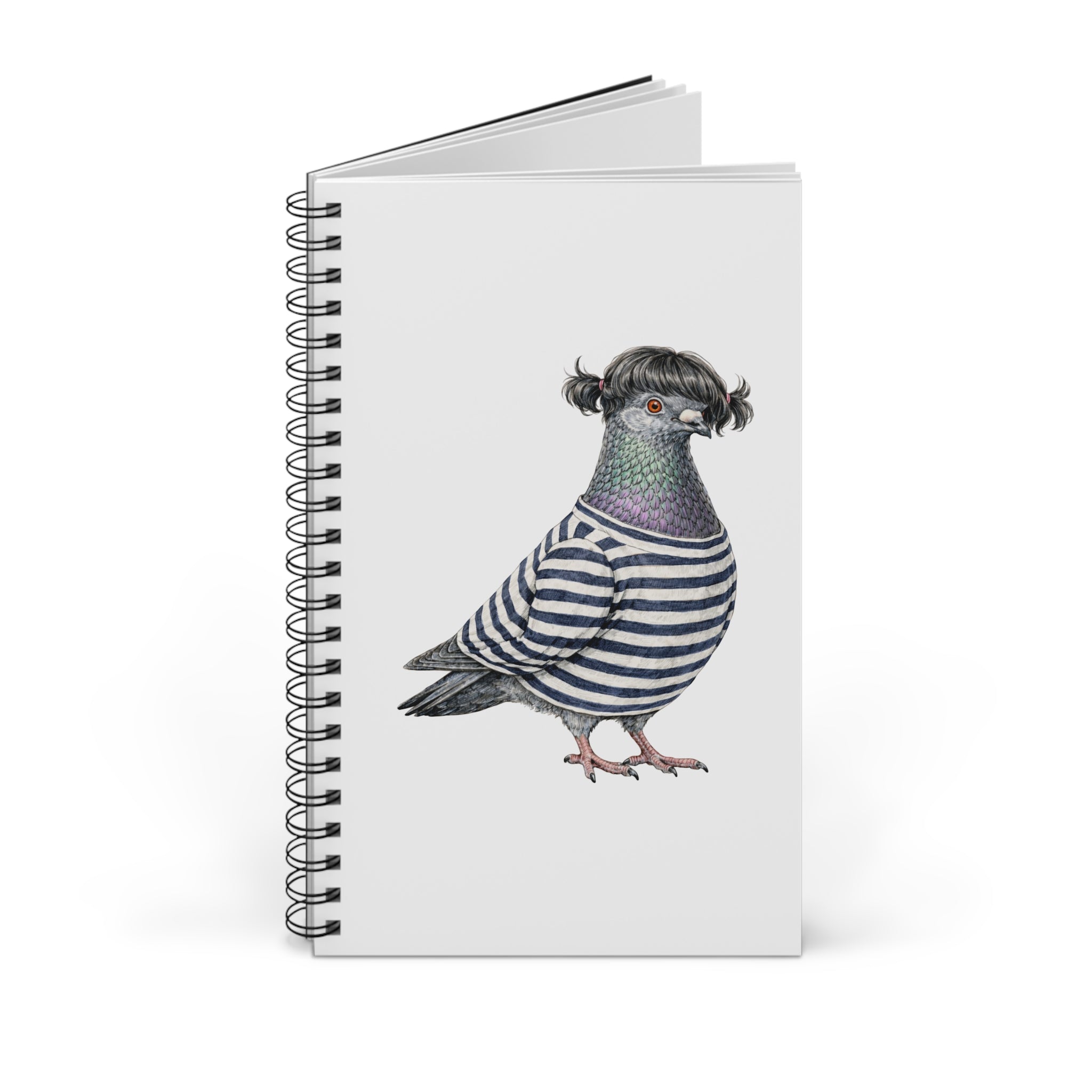 Customizable Williamsburg NYC Pigeon Spiral Journal | Brooklyn Mona Lisa Hipster Bird Lovers Notebook