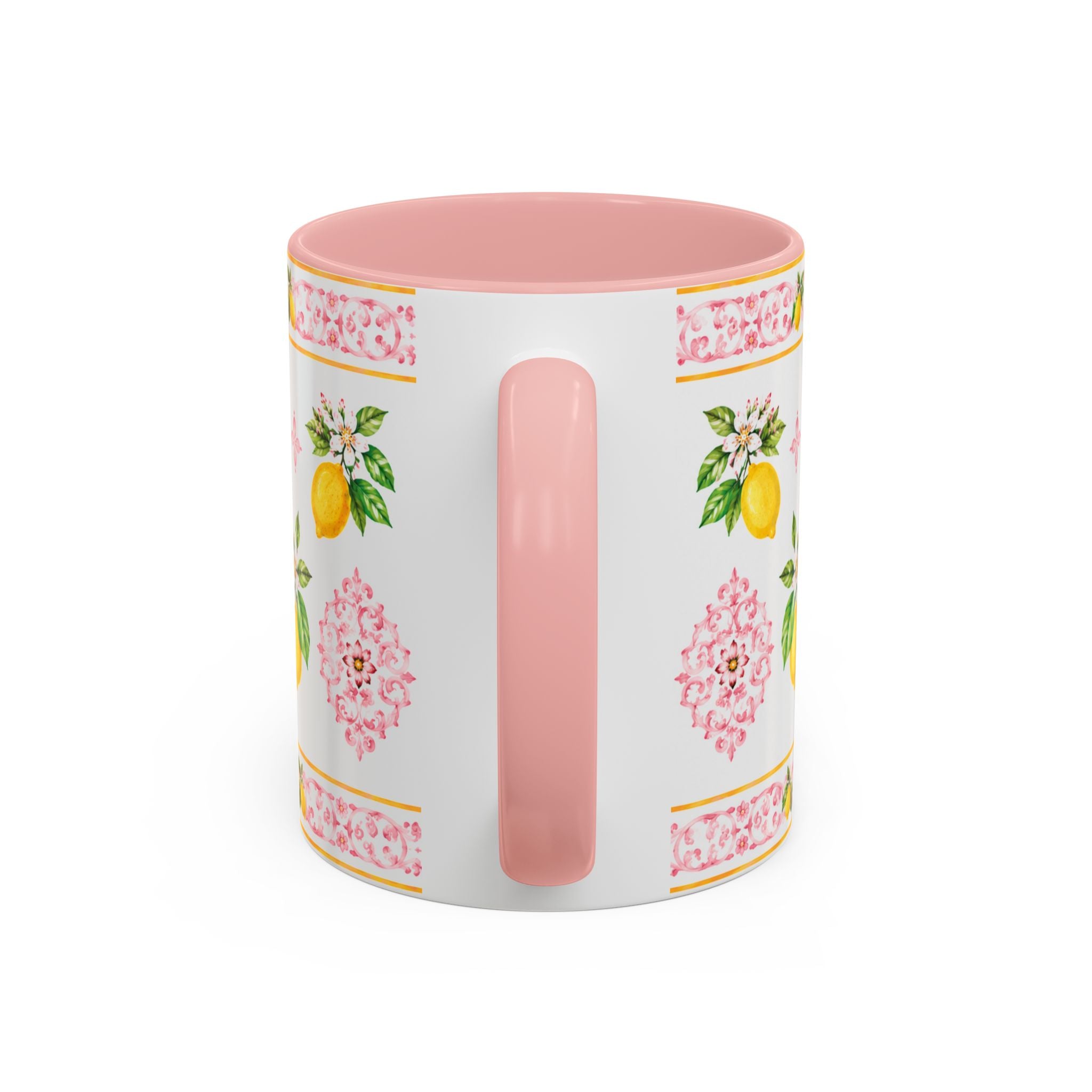 Little Italy Amalfi Pink Lemon 2 Accent Mug — La Dolce Vita Ceramic Kitchen Mug (11oz)