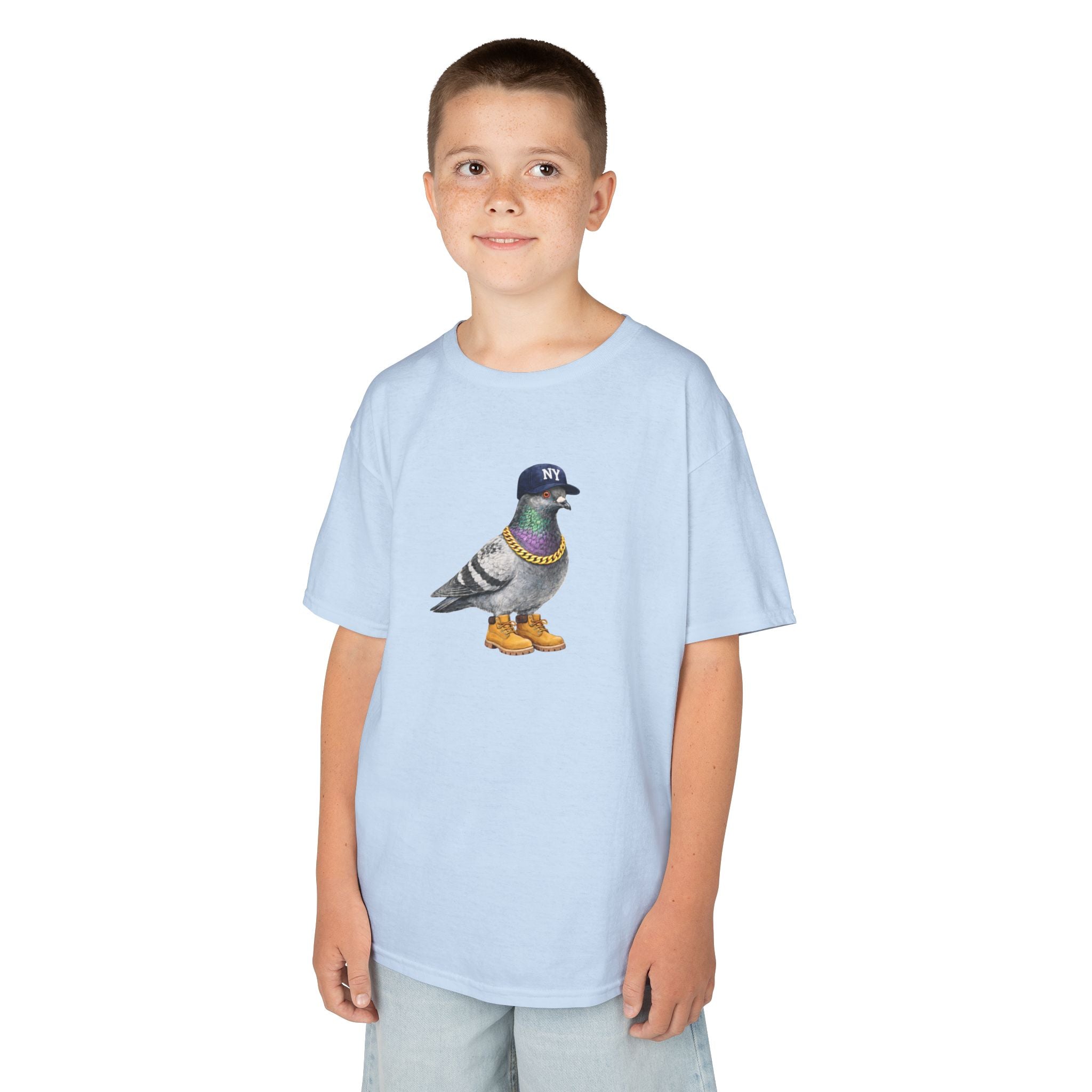 Camiseta infantil personalizable con paloma del Bronx de Nueva York — Camiseta con simpático pájaro aficionado al béisbol para niños
