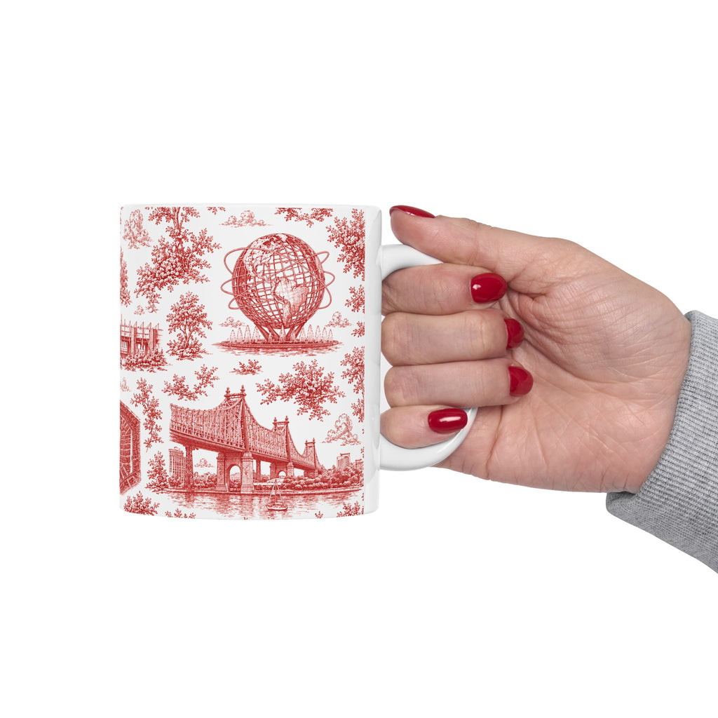 Queens Red Toile de Jouy Mug | Chinoiserie Ceramic Coffee Cup