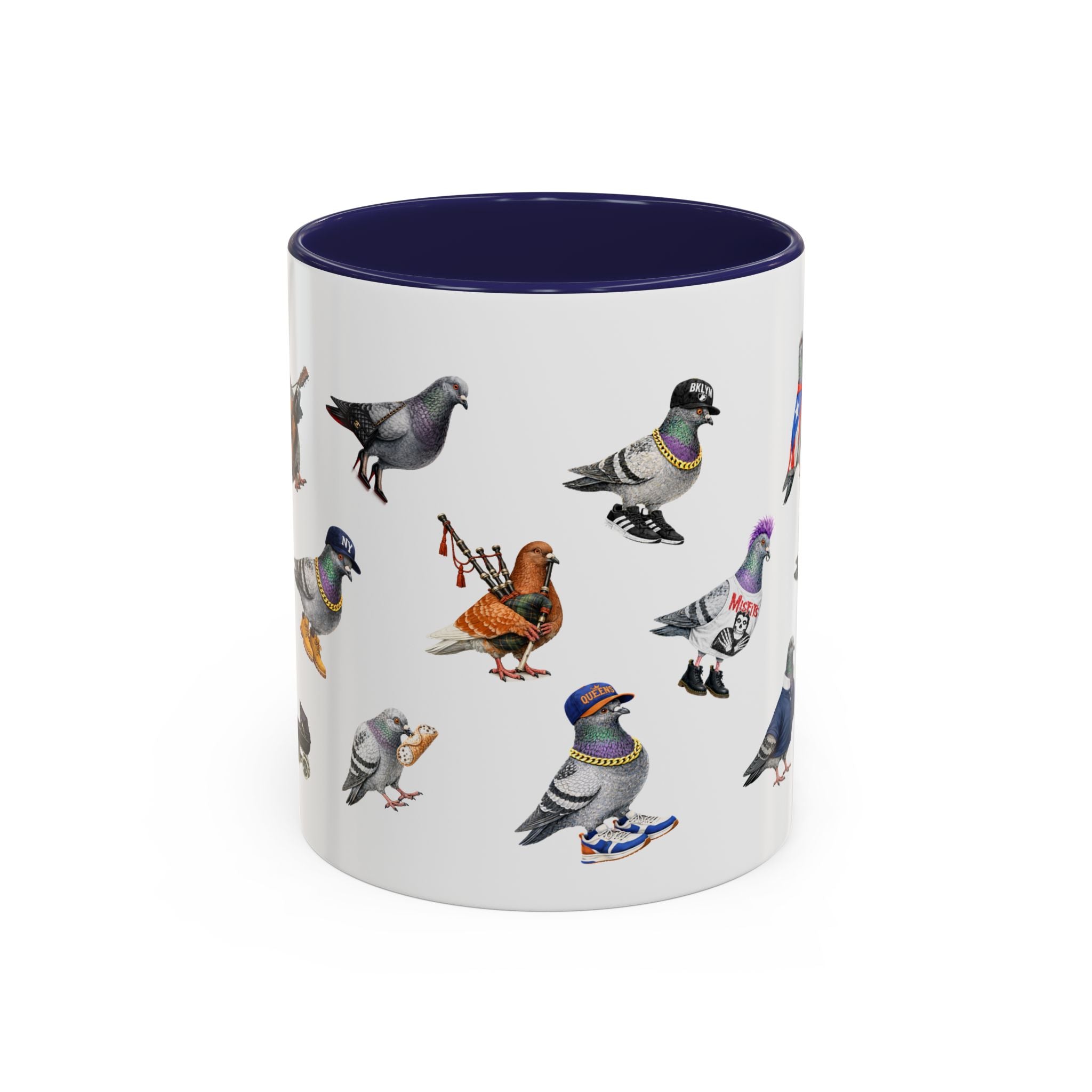 Pigeons of New York Colorful Accent Mug | NYC Pigeon Bird Lovers Coffee Cup