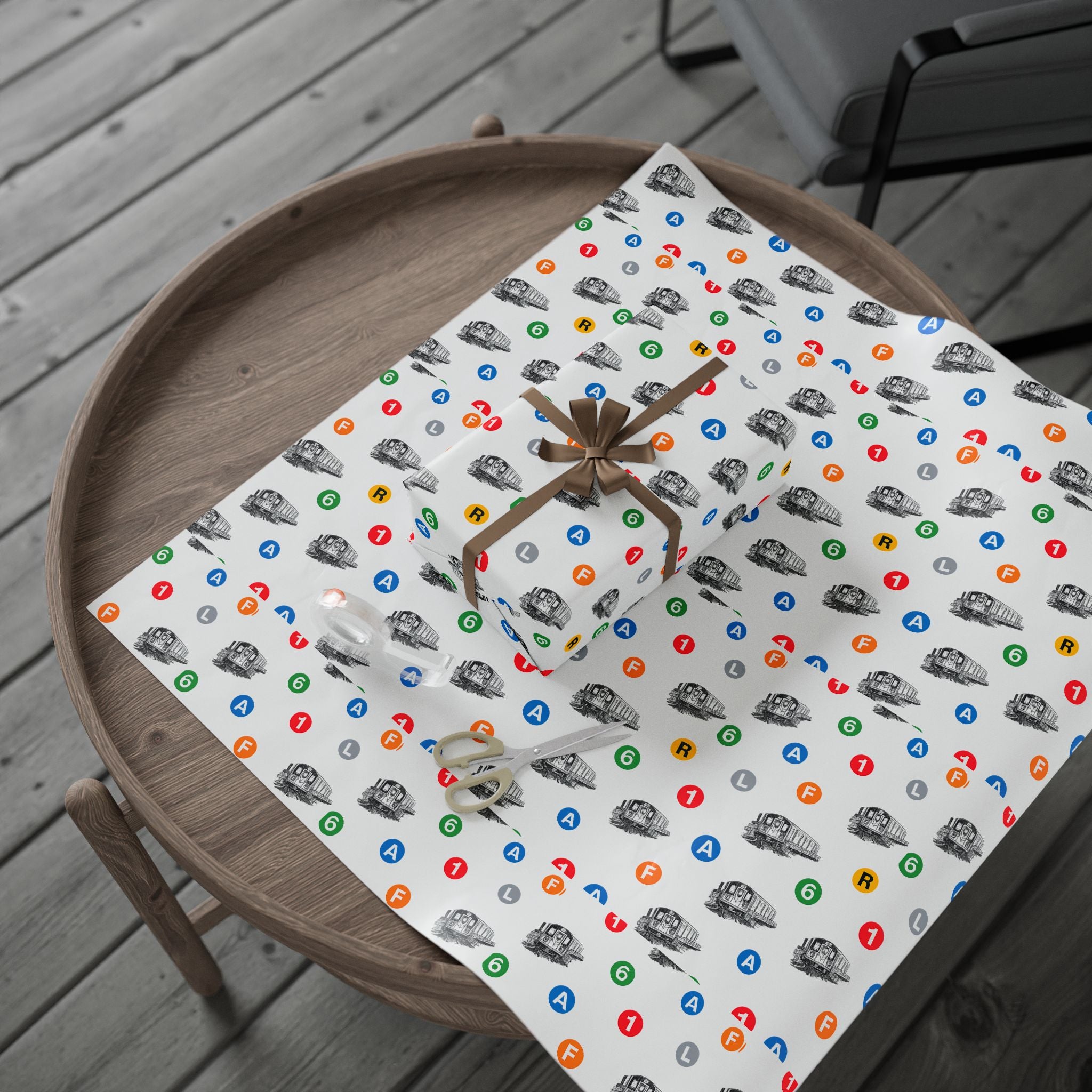 Subway Train & Transit Icons Gift Wrap Papers | NYC Metro Subway Pattern Wrapping Paper