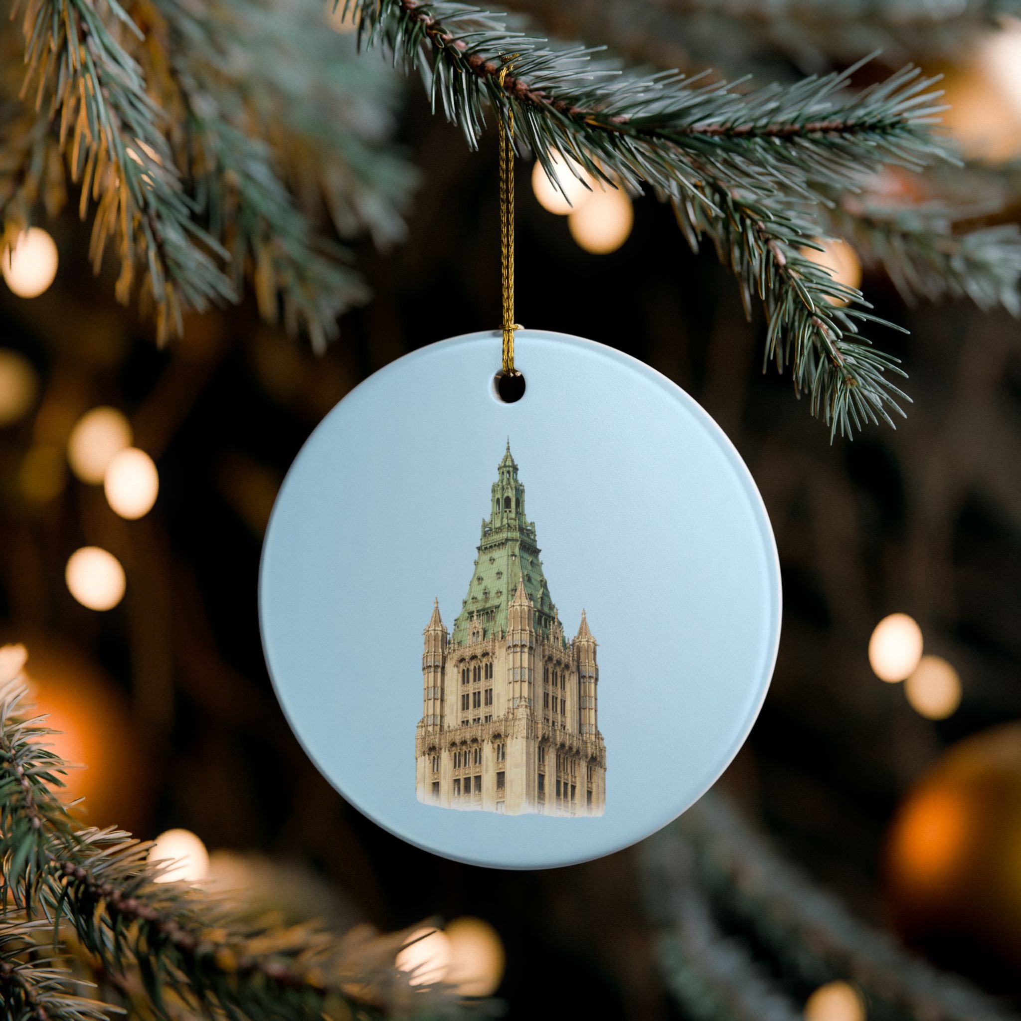 Woolworth Building Ceramic Christmas Tree Ornament — NYC Skyline Holiday Decoration