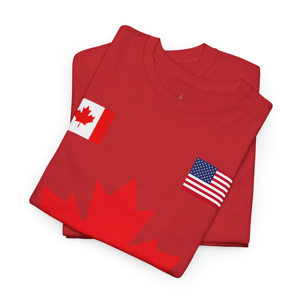 Canadian-American Maple Leaf Soccer T-Shirt | Canadian Flag Tee