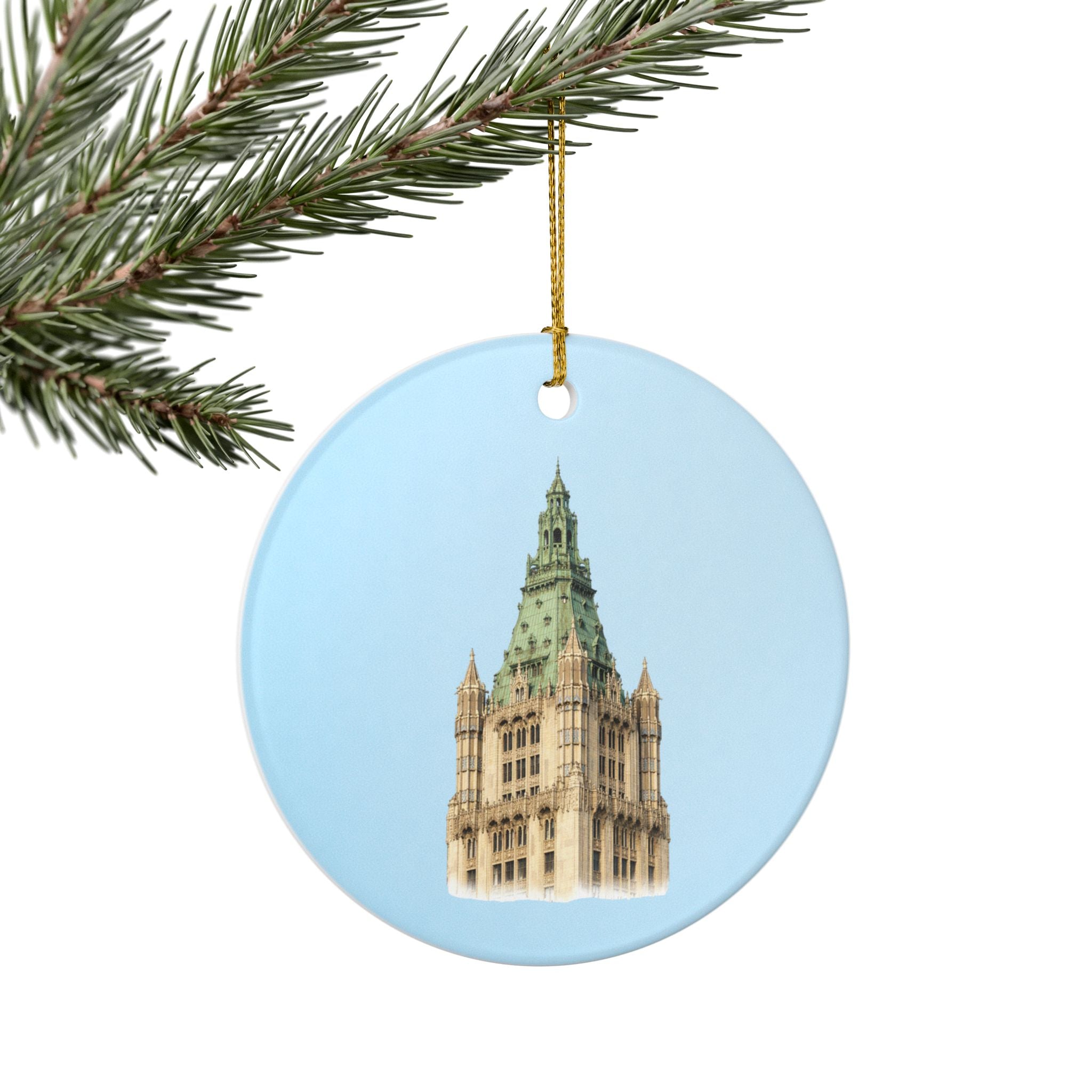 Woolworth Building Ceramic Christmas Tree Ornament — NYC Skyline Holiday Decoration