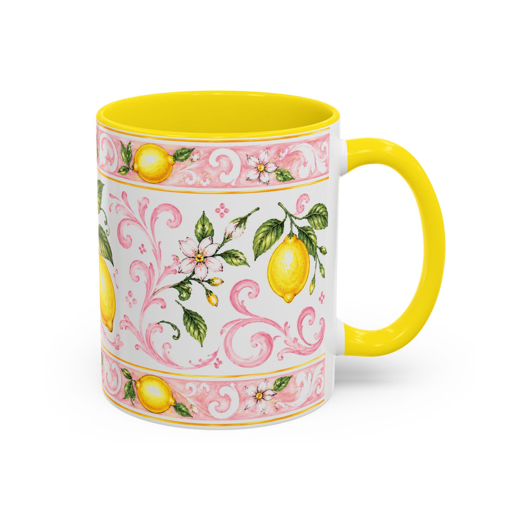 Little Italy Amalfi Pink Lemon 4 Accent Mug — La Dolce Vita Ceramic Kitchen Mug (11oz)