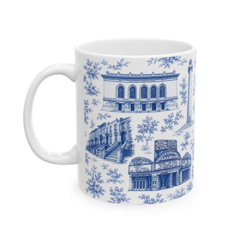 Fort Greene Blue Toile de Jouy Mug | NYC Chinoiserie Ceramic Coffee Cup