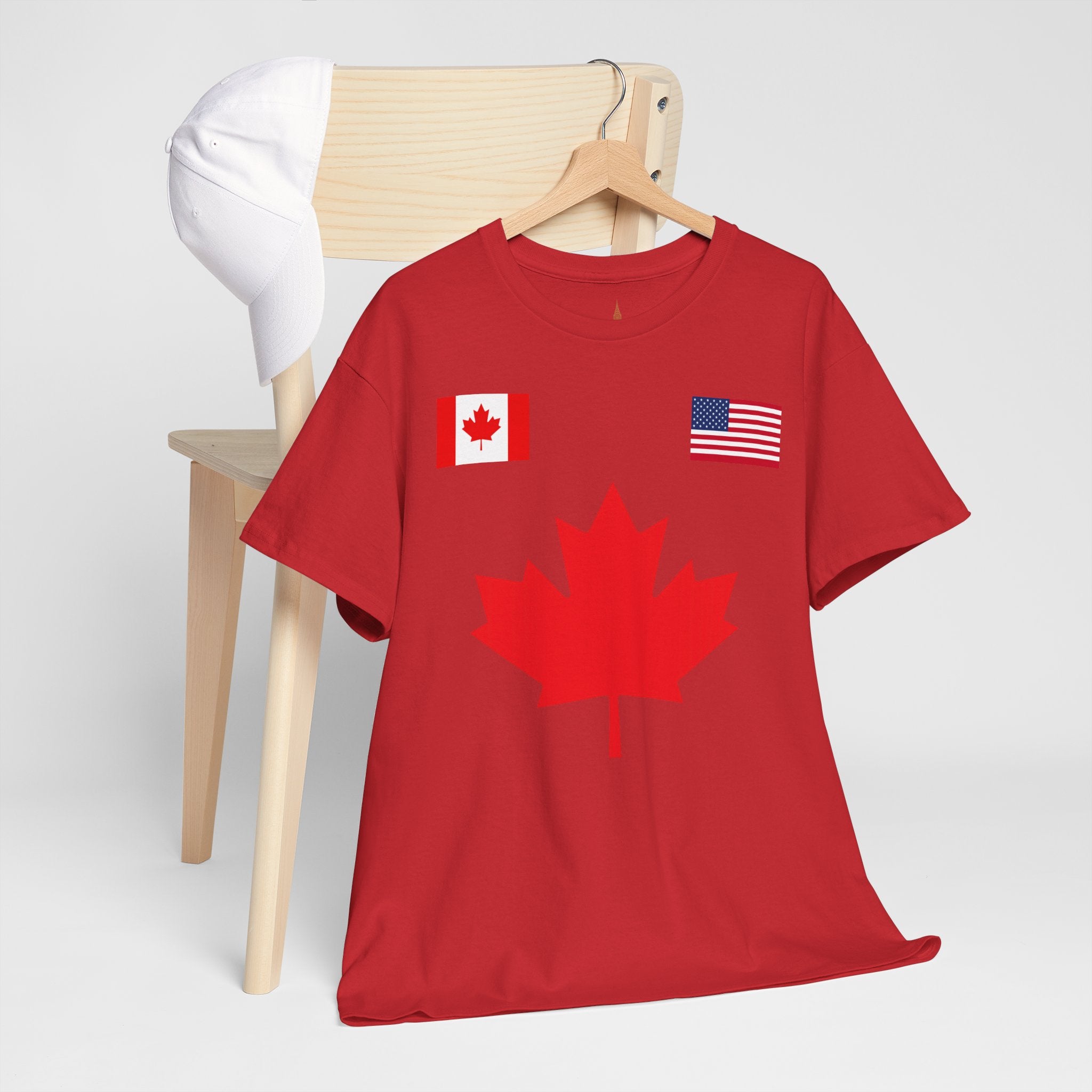 Canadian-American Maple Leaf Soccer T-Shirt | Canadian Flag Tee