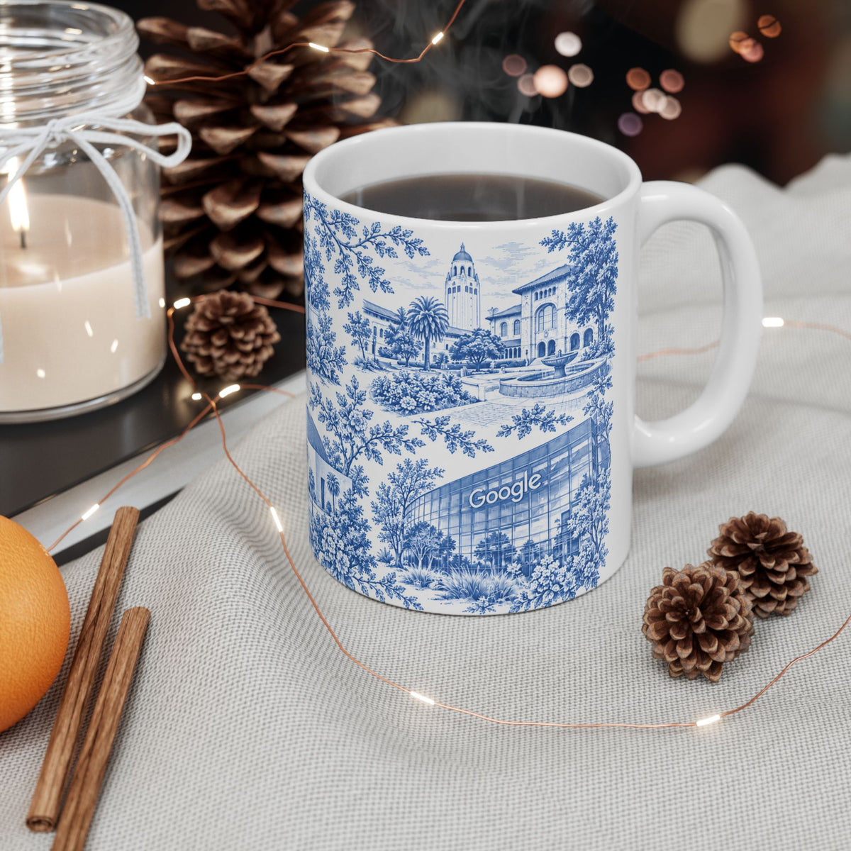 Silicon Valley Blue Toile de Jouy 11oz Ceramic Mug