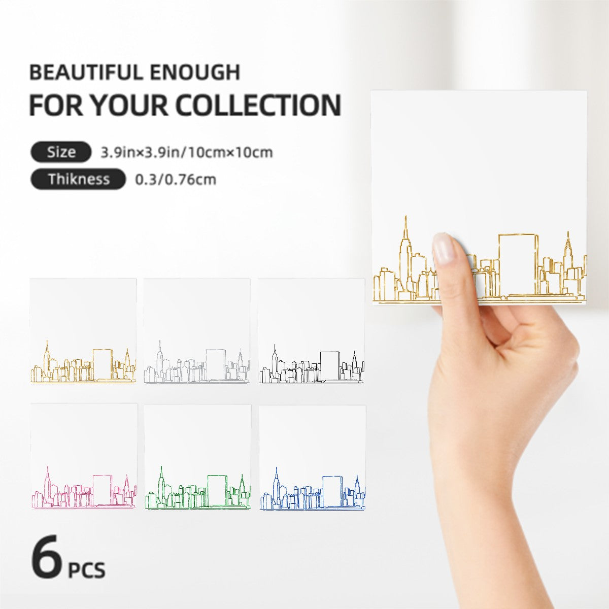 New York City Skyline Manhattan Skyline Square Ceramic Coasters Set of Six