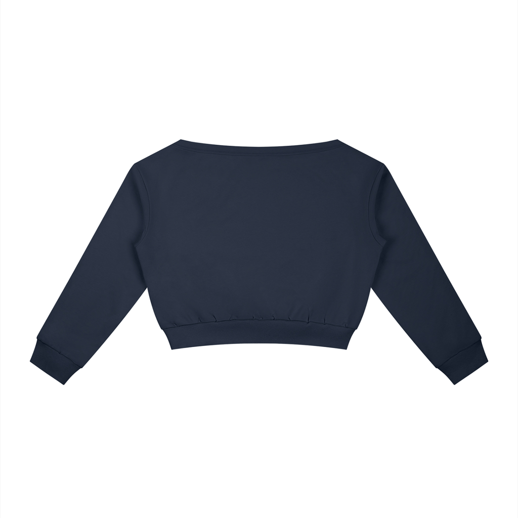 Travel Day NYC Airport Comfy Off-Shoulder Sweatshirt -- "JFK v LGA = NYC" Travel Math Airplane Crop Top