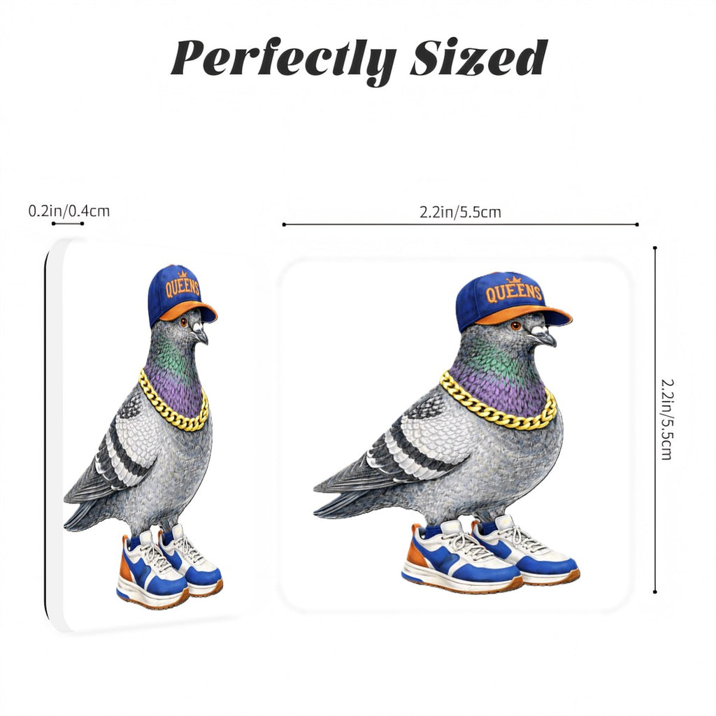 Square Acrylic Fridge Magnets Queens Pigeon