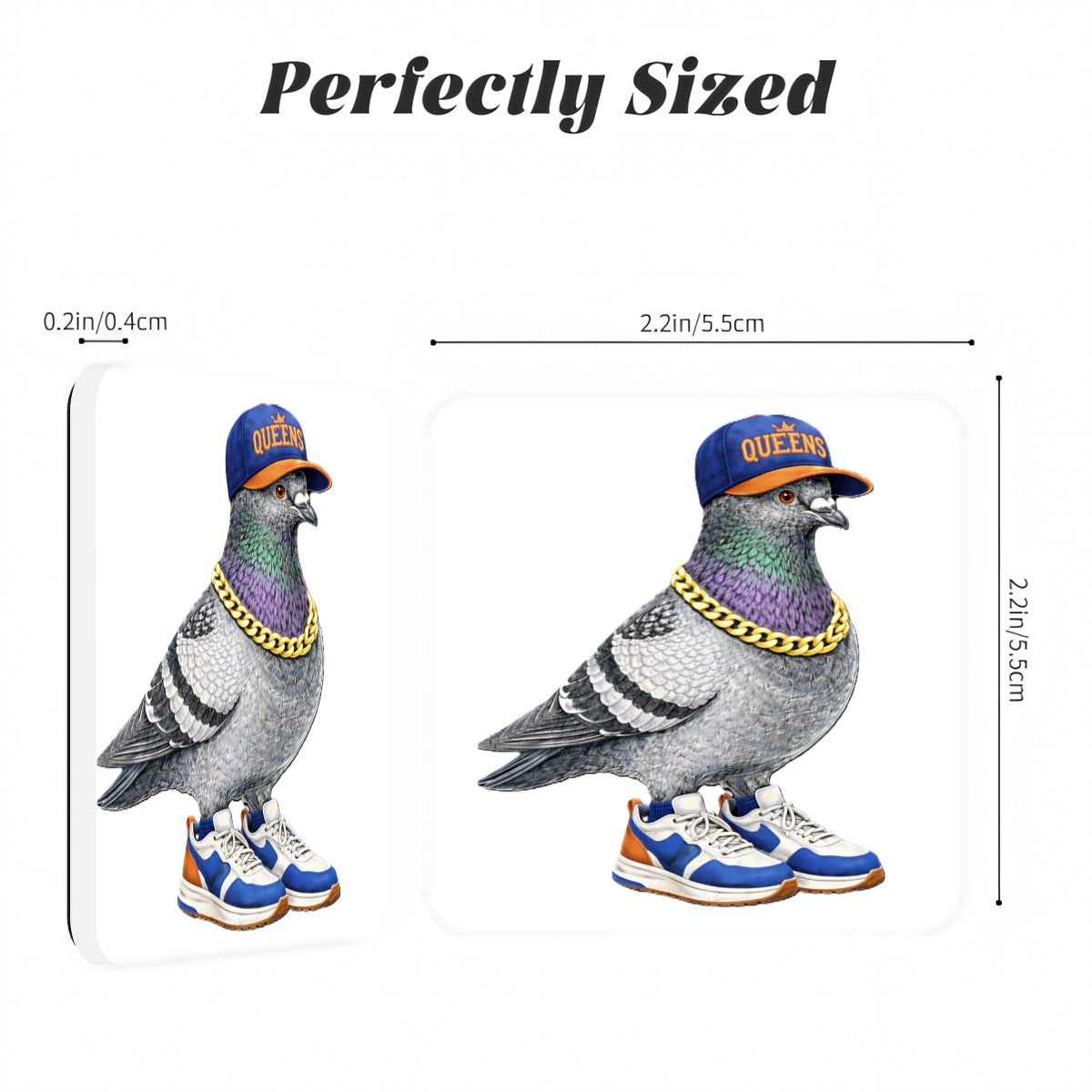 Square Acrylic Fridge Magnets Queens Pigeon