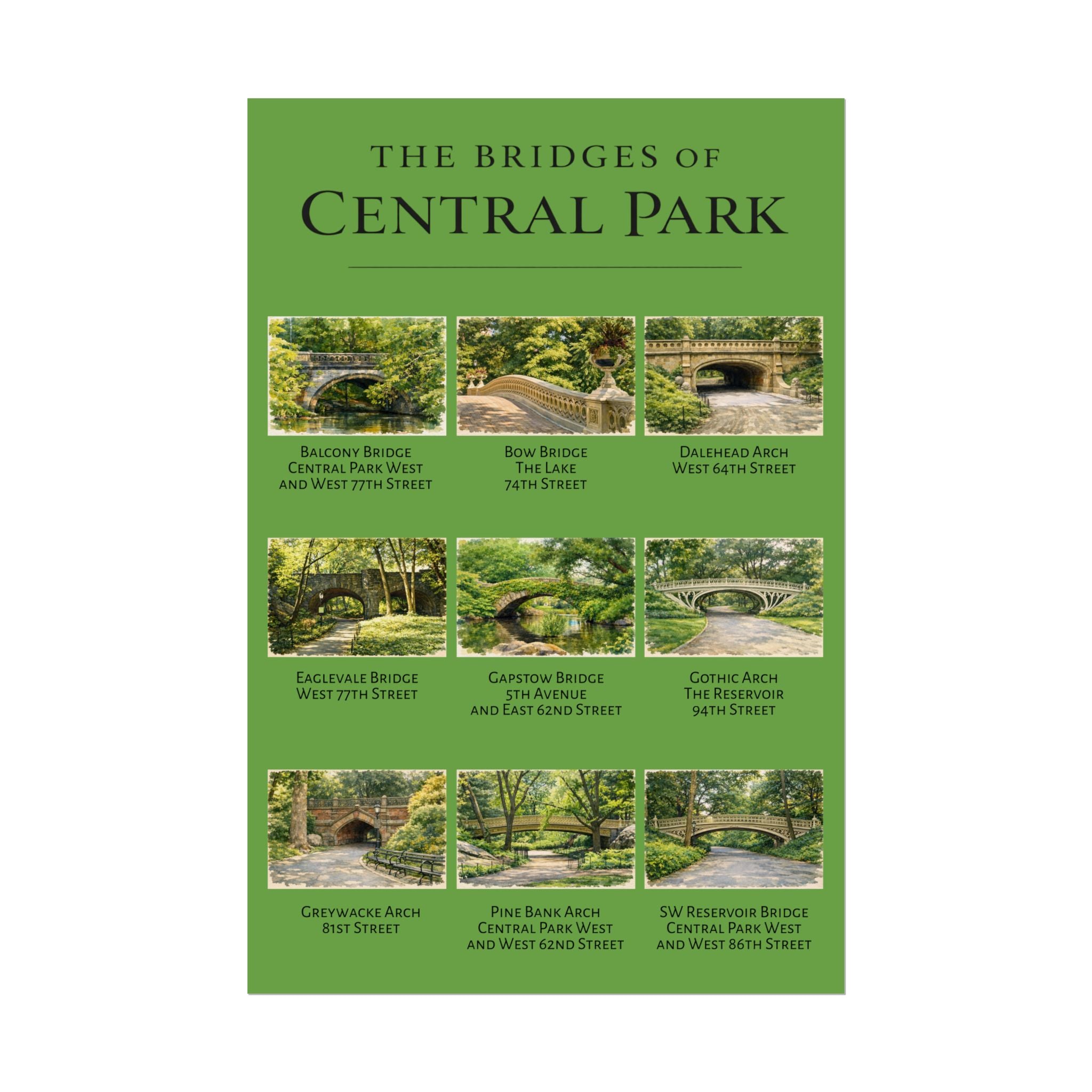 The Bridges of Central Park Rolled Poster | Central Park New York Poster