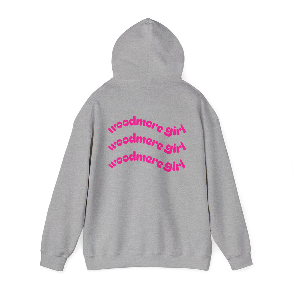 Woodmere Girl Hoodie – Retro Pink Wave Back Print Hooded Sweatshirt