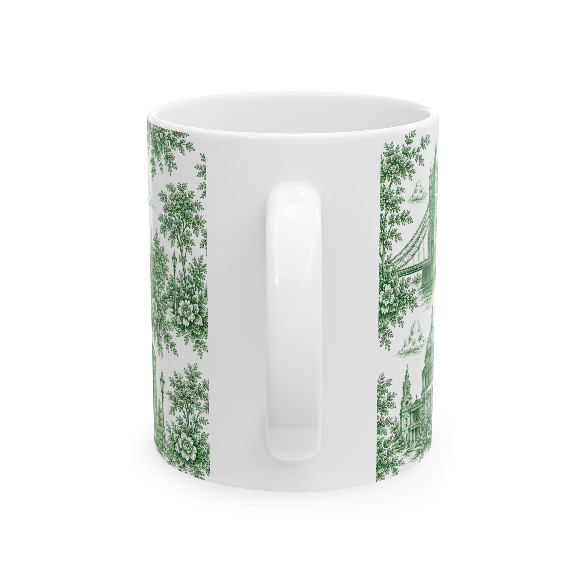 London Green Toile du Jouy Ceramic Mug – Vintage London Icons (11oz)