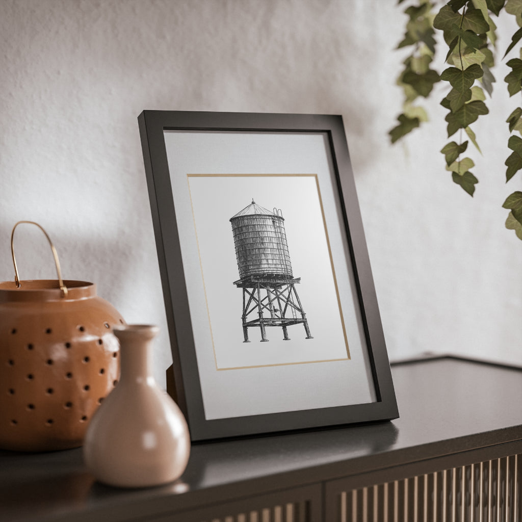 Boceto de la torre de agua de Nueva York | Marco negro