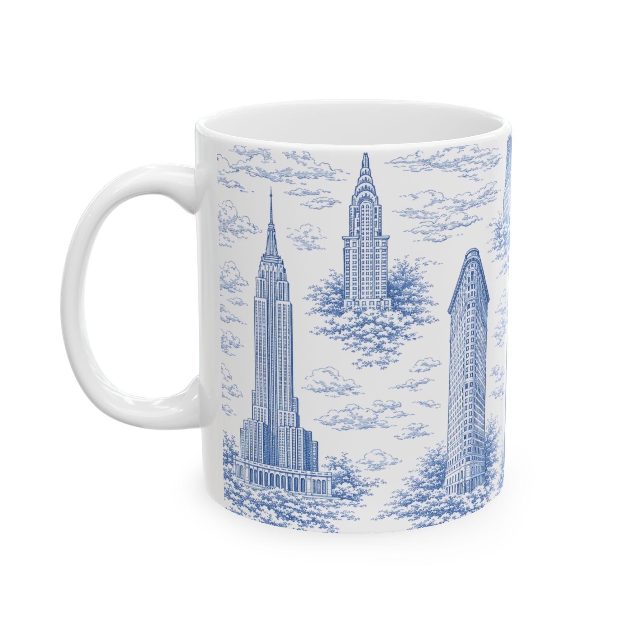 Manhattan BlueToile de Jouy Mug | New York City Chinoiserie Ceramic Mug