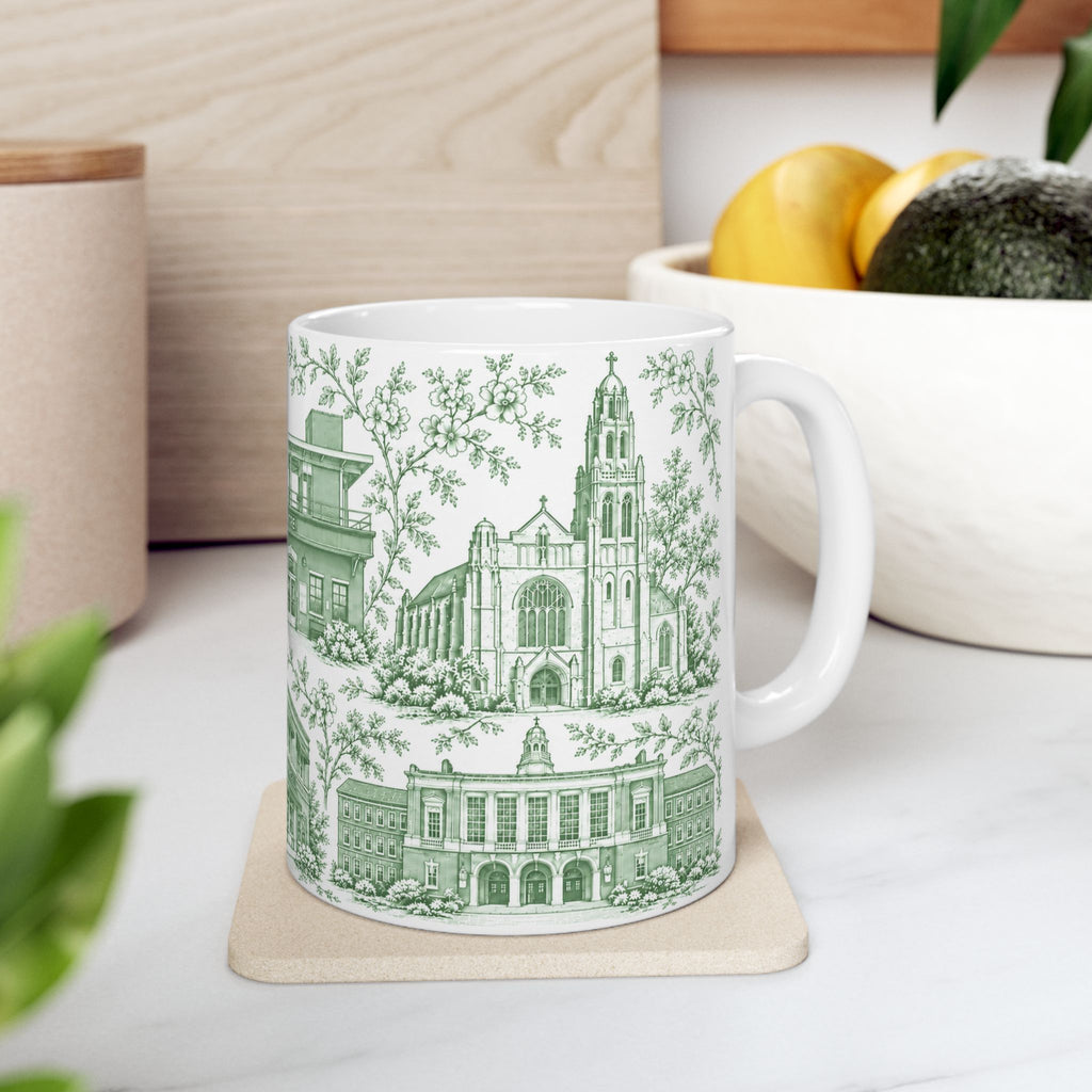 Rockville Center Green Toile de Jouy 11 oz Mug