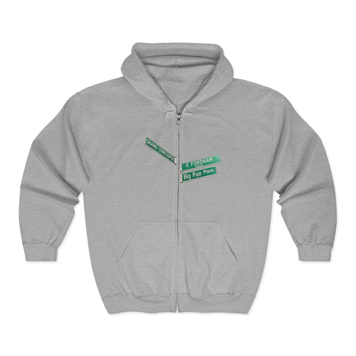 Bronx Street Sign Zip Up Hoodie   NYC Big Pun Grand Concourse Fordham Road Hooded Sweatshirt