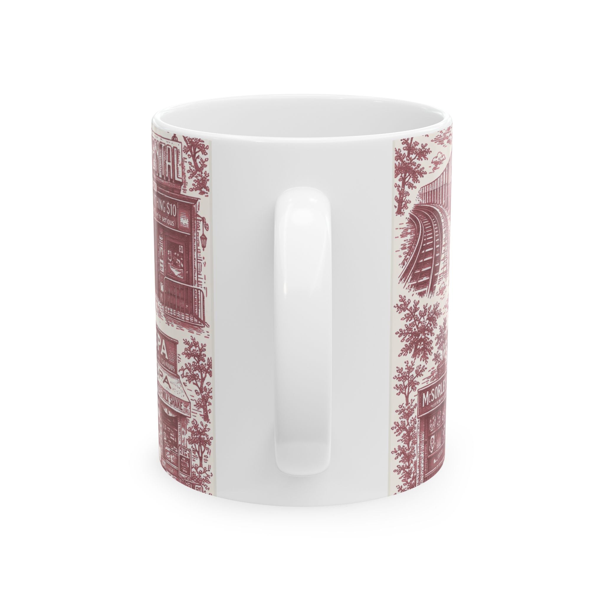 East Village Red Toile de Jouy  Mug | NYC Chinoiserie Ceramic Mug