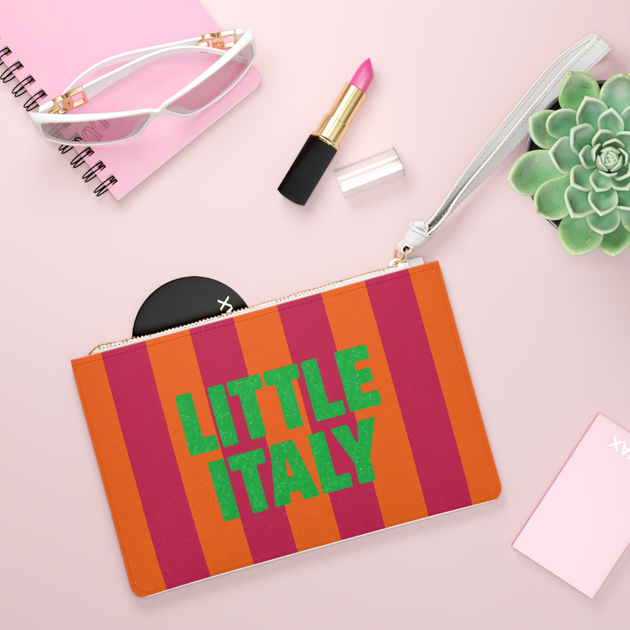 Little Italy Striped Clutch Bag — Colorful Striped Wristlet for Travel & Urban Style
