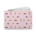 Icons of New York City Pink Make-up Bag — Statue of Liberty, Taxi & Pizza Pattern