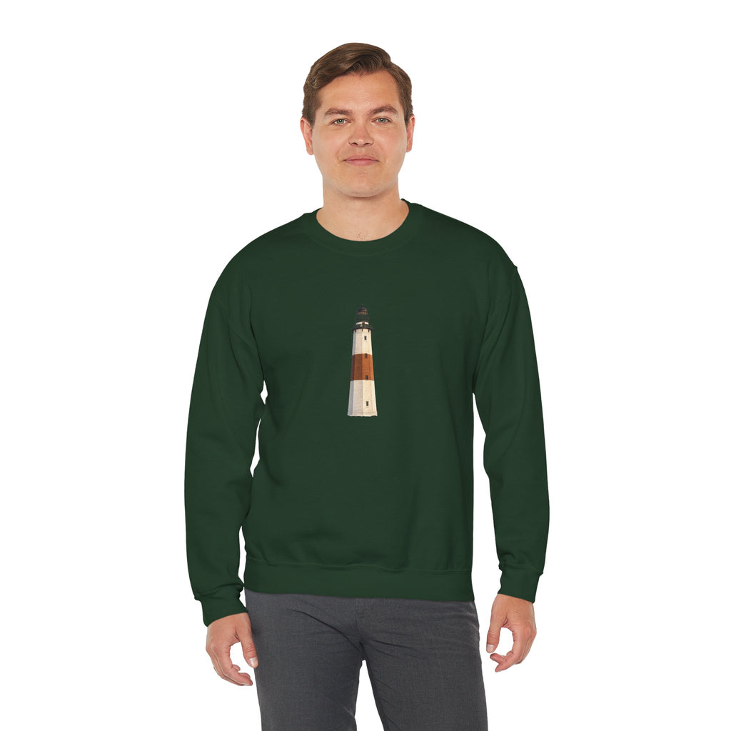 Montauk Lighthouse Minimalist Crewneck Sweatshirt — Montauk Coastal Nautical Graphic Sweater