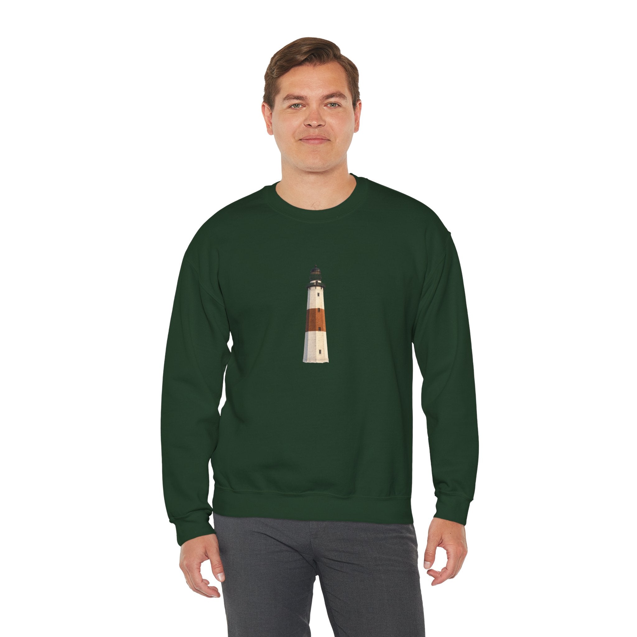 Montauk Lighthouse Minimalist Crewneck Sweatshirt — Montauk Coastal Nautical Graphic Sweater