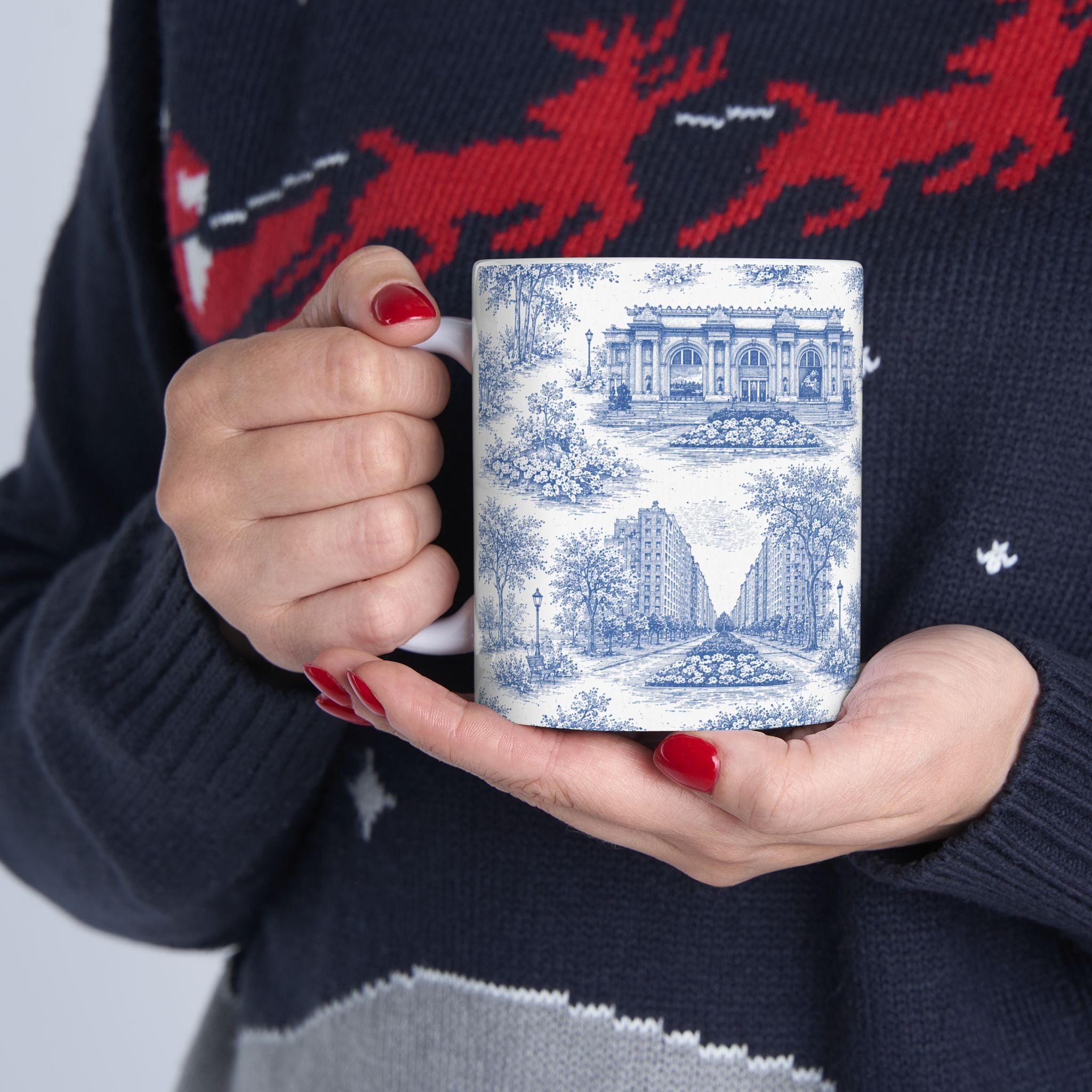 Upper East Side Blue Toile de Jouy Mug | New York Chinoiserie Ceramic Mug