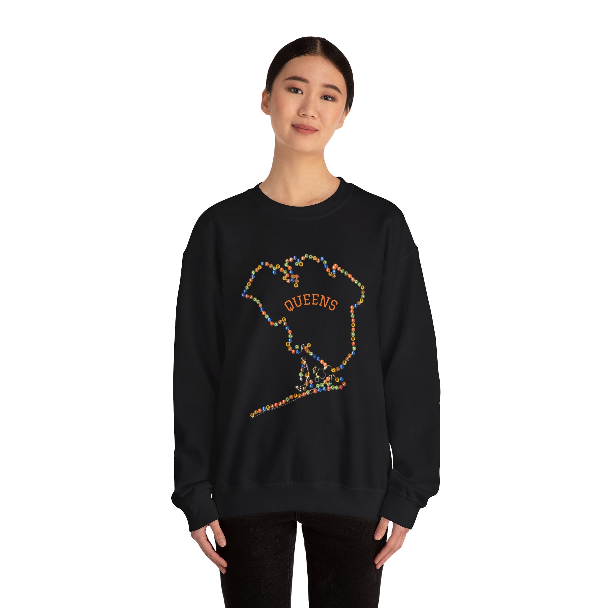 Sudadera con letreros de metro de Queens Map | Suéter de cuello redondo de NYC