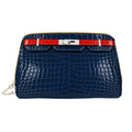 Canal Street Navy Croc PVC Leather Makeup Bag