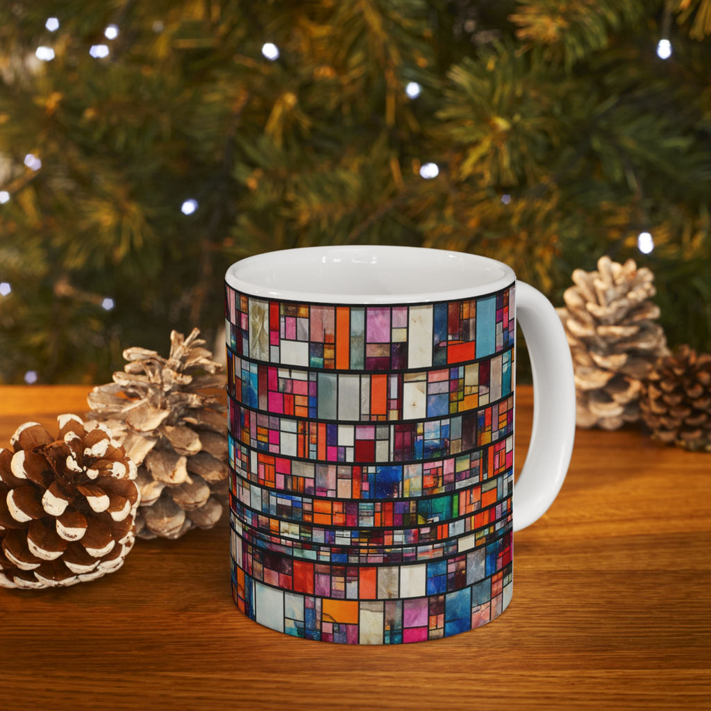 DUMBO Brooklyn Mosaic Water Tower Mug | Colorful Geometric Ceramic Mug 11oz