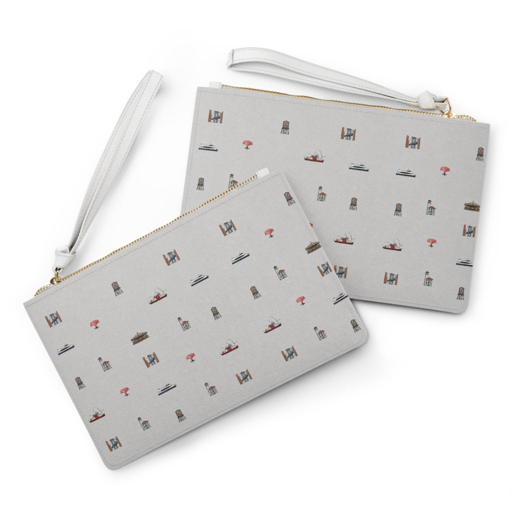 Icons of DUMBO Heather Gray Pattern Clutch Bag