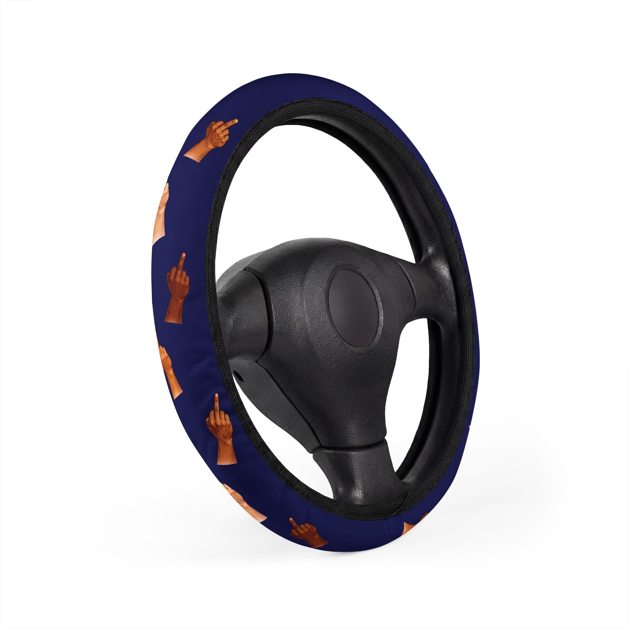 NYC Driver Steering Wheel Cover Middle Finger Charms — Road Rage Flipping the Bird Car Accessory