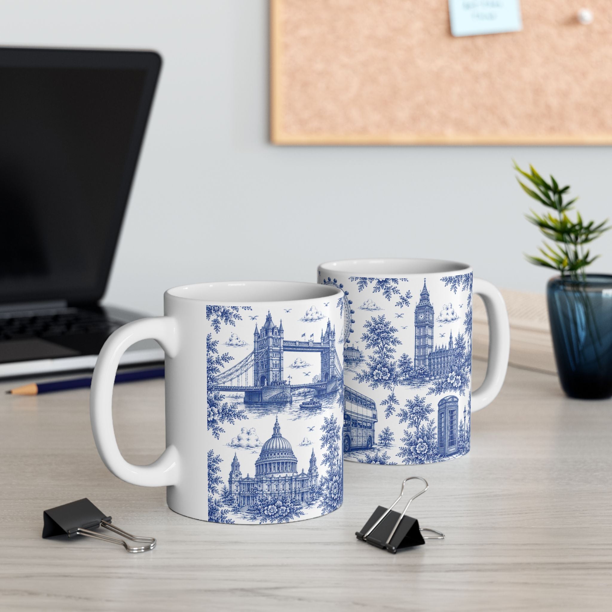 London Blue Toile du Jouy Ceramic Mug – Vintage London Icons (11oz)