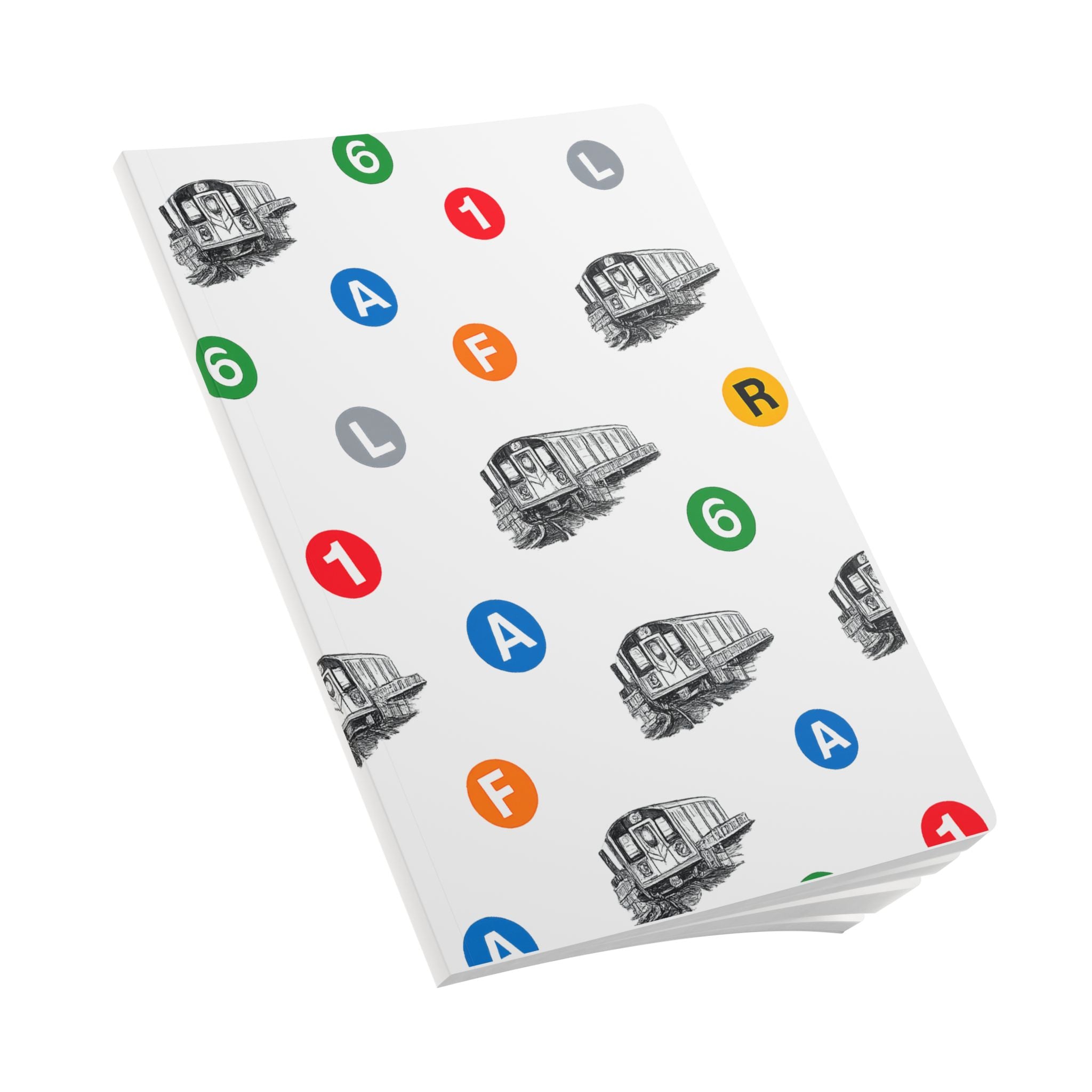 New York Subway Train Transit Icons  Pattern Journal | NYC Metro Subway Pattern Softcover Notebook