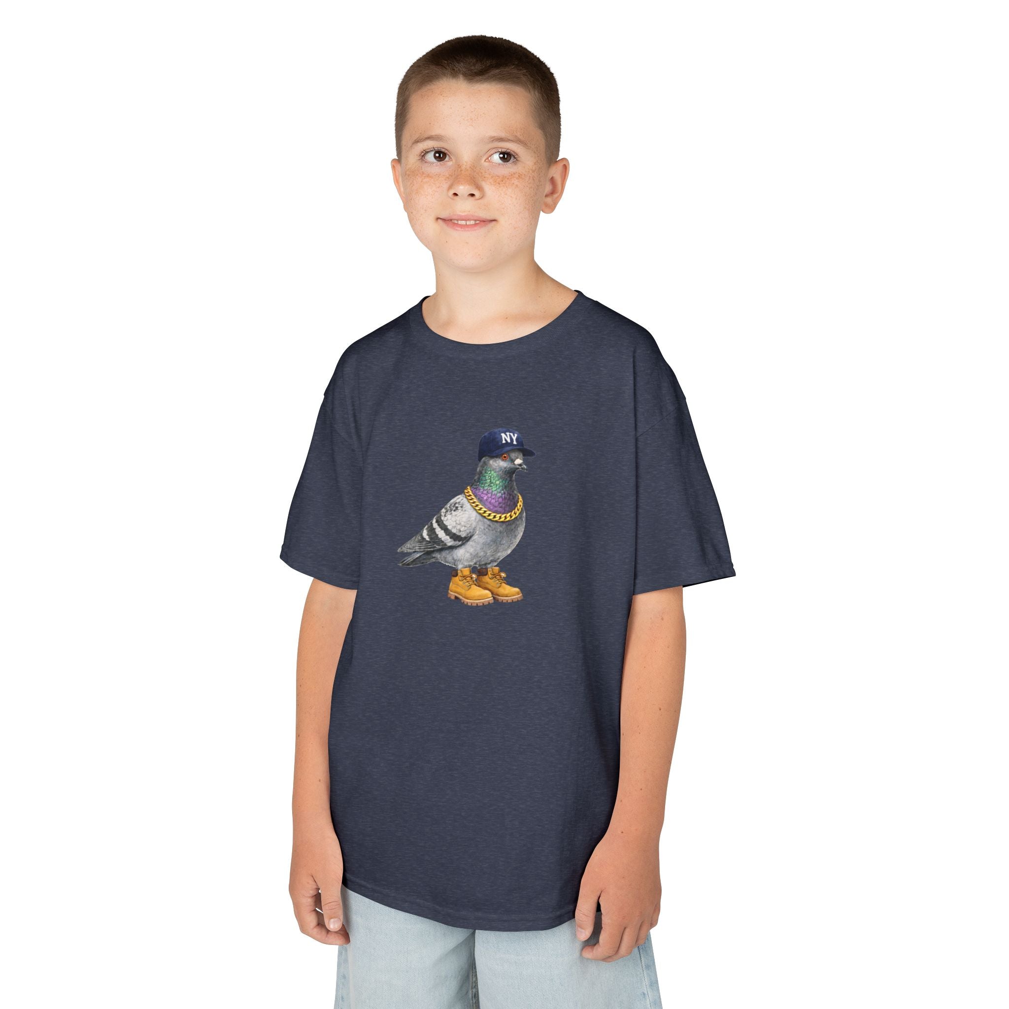 Camiseta infantil personalizable con paloma del Bronx de Nueva York — Camiseta con simpático pájaro aficionado al béisbol para niños