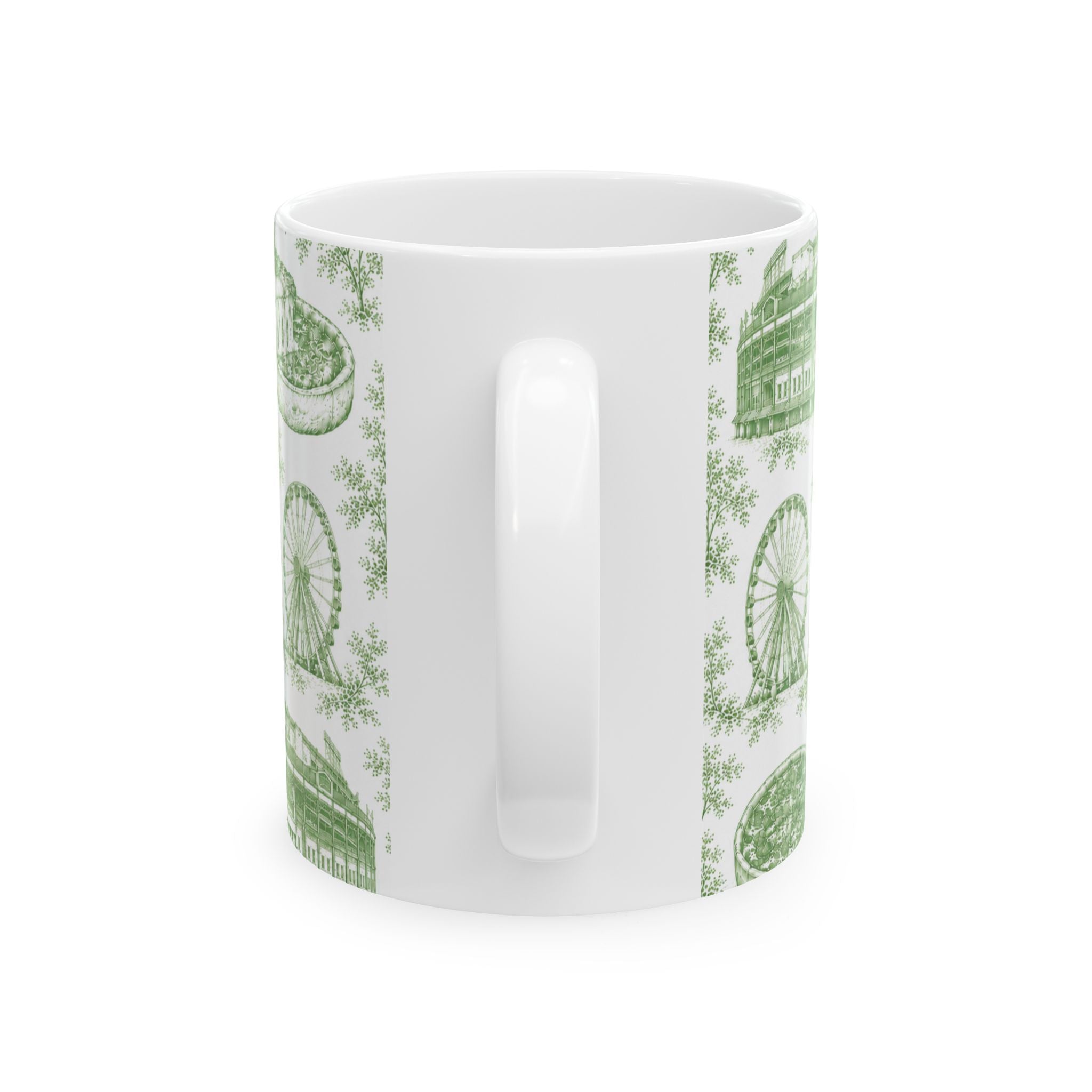 Chicago Green Toile de Jouy Ceramic Mug (11oz)